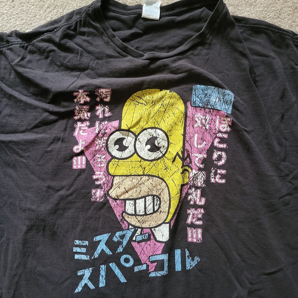 Black Graphic T-Shirt with Cartoon Print